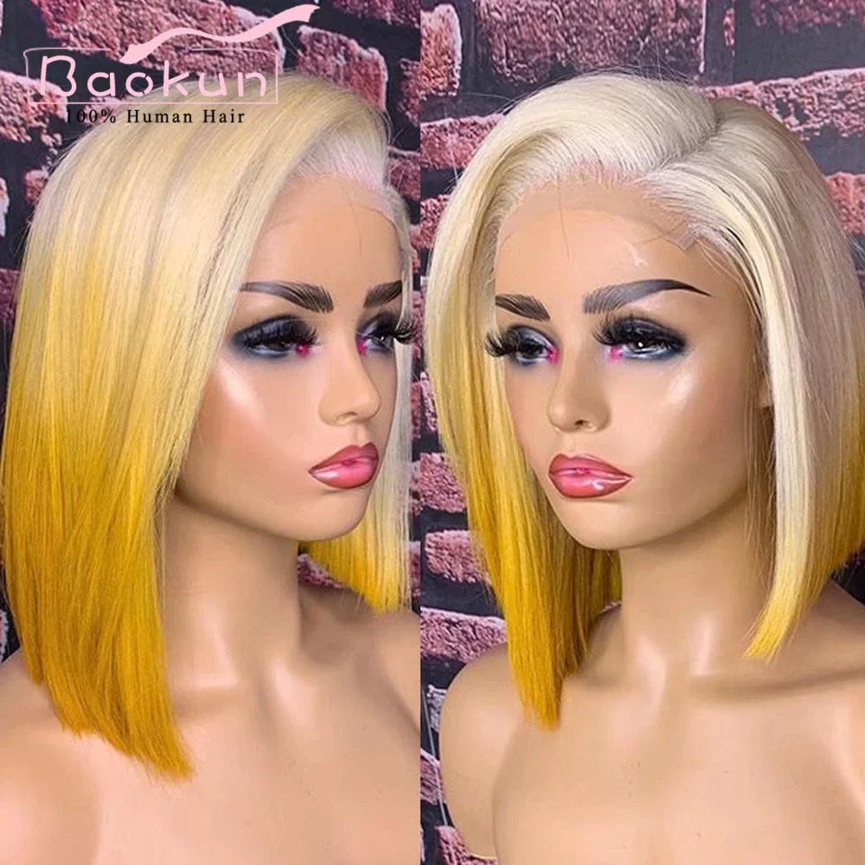 13x4 Colored Short Bob Wig Lace Front Human