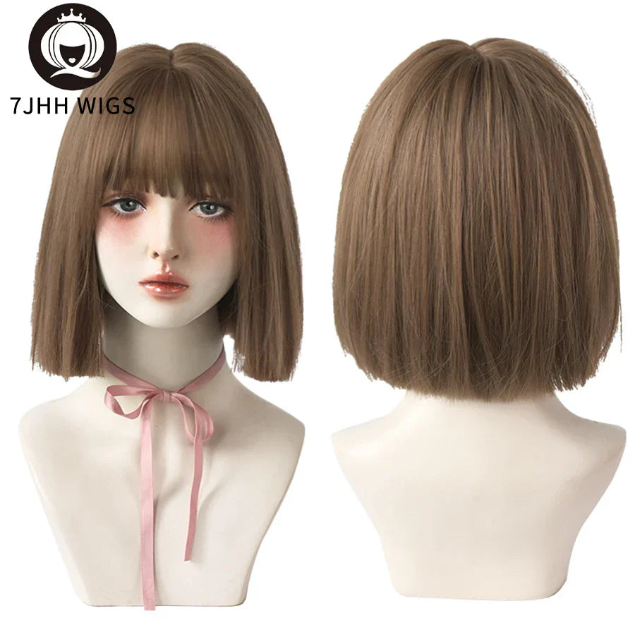 7JHH WIGS Black Short Bob Wig for Girl