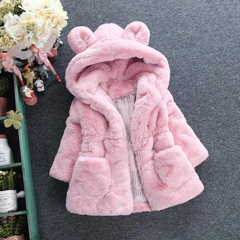 Winter Baby Girls Clothes Faux Fur Coat Fleece
