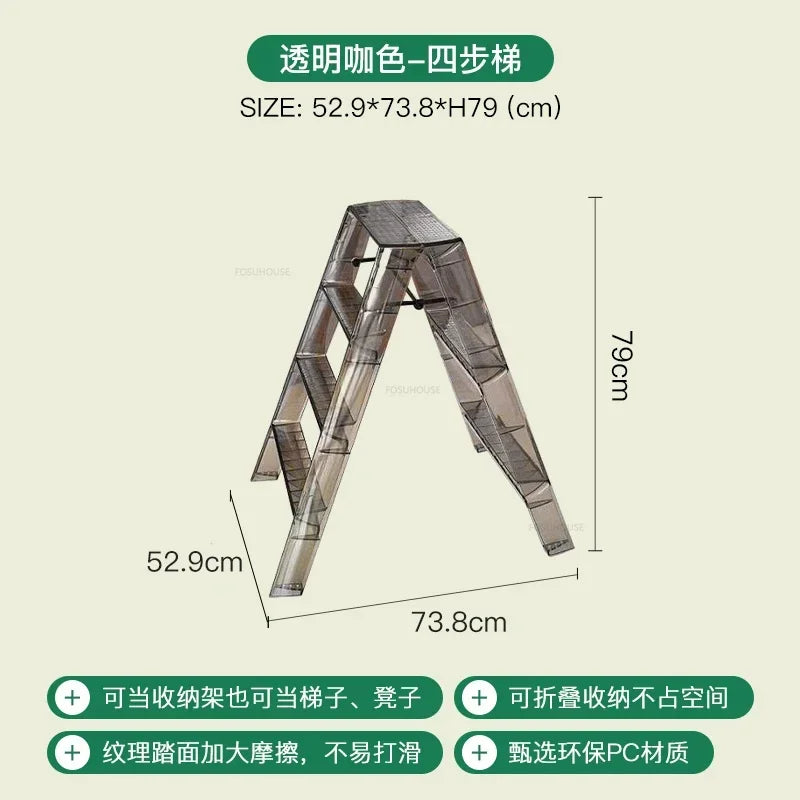 Modern Home Folding Ladder Transparent Acrylic Step Ladders