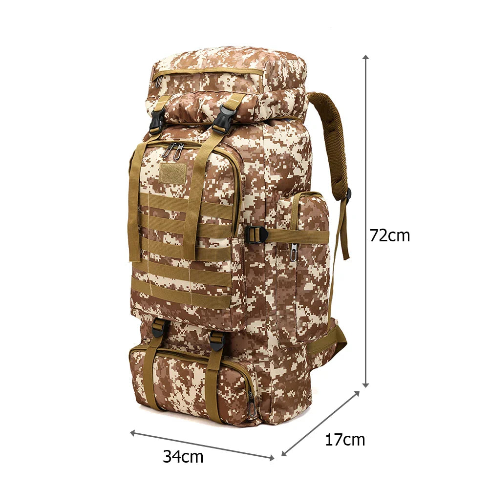 80L Waterproof Tactical Backpack for Outdoor Travel