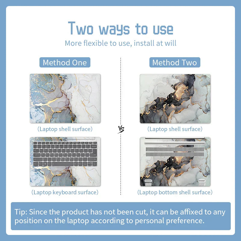 DIY Marble Cover Laptop Skins Vinyl Stickers 13"14"15.6"17.3"PVC