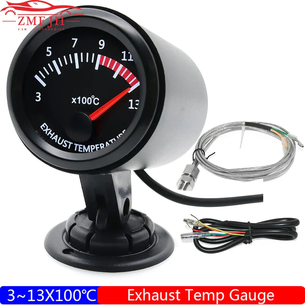 2" 52MM White LED Exhaust Gas Temperature Gauge - EGT Meter with Sensor for Gasoline Cars (3~13X100℃)