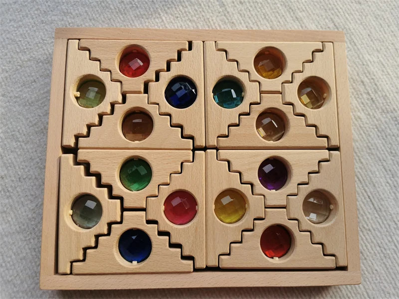 Kids Sparkling Orient Gems Wooden Toys Step Gables