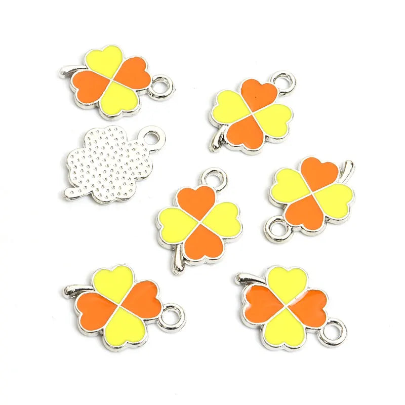 Dopamine Fourleaf Clover Enamel Charms 20pcs DIY Necklace