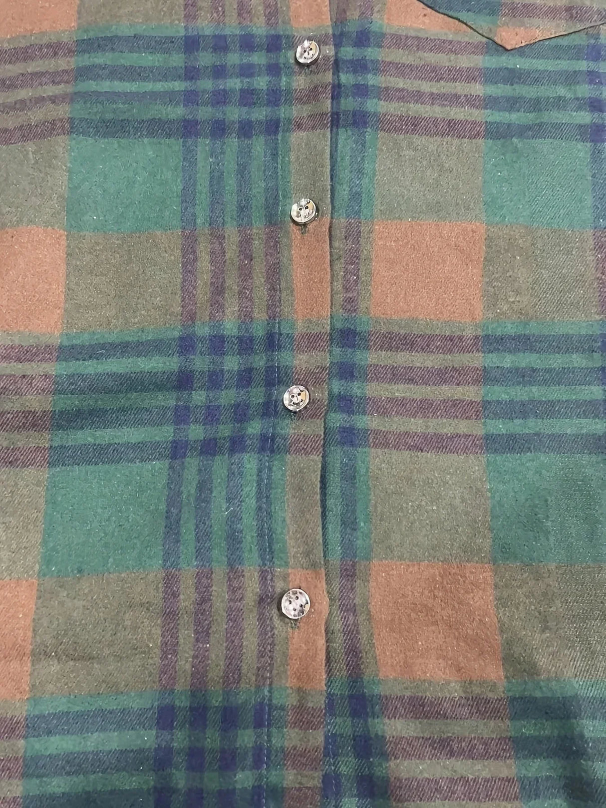 Plus Size Womens Casual Plaid Button Print Long