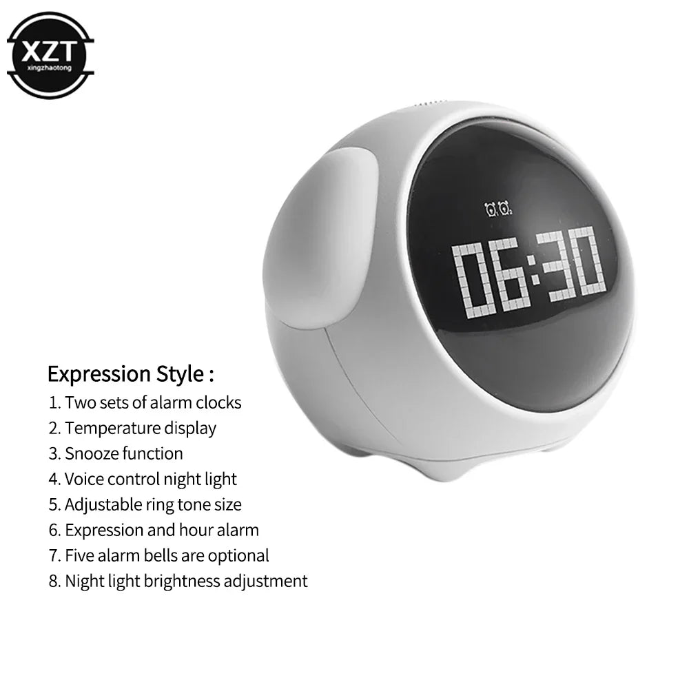 2022 New Cute Expression Alarm Clock Child Multifunctional