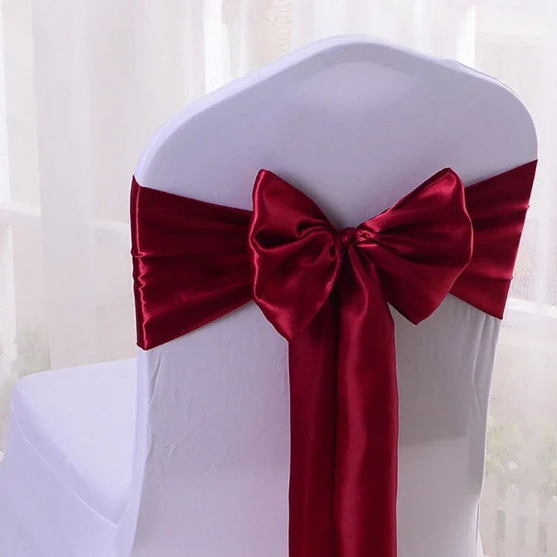 Wholesale 10/50pcs Satin Chair Bow Sashes Wedding Chair
