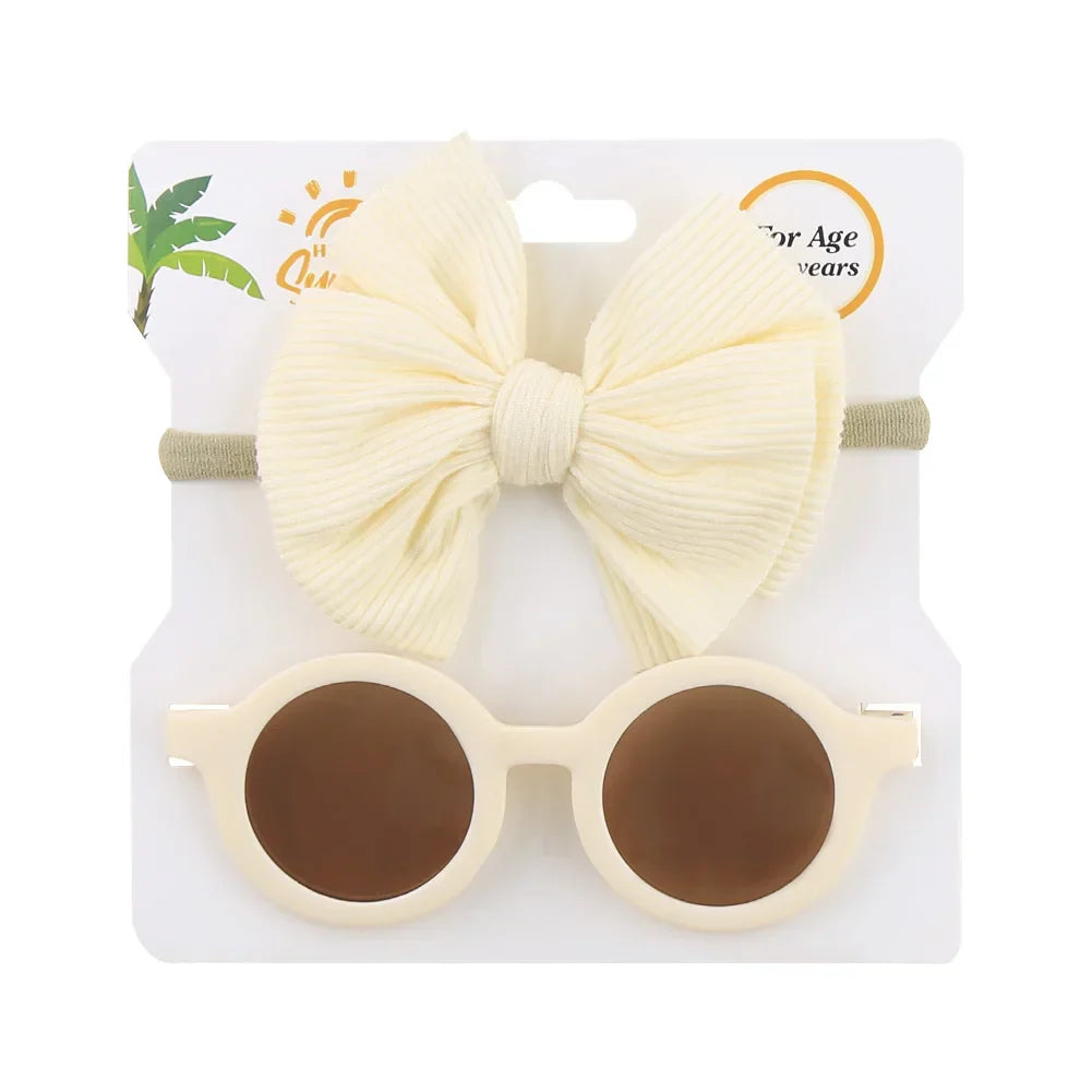 2Pcs/Set Baby Round Sunglasses Children Vintage Sun glasses