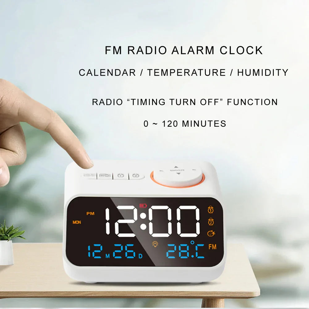 Mordern FM Radio LED Alarm Clock for Bedside