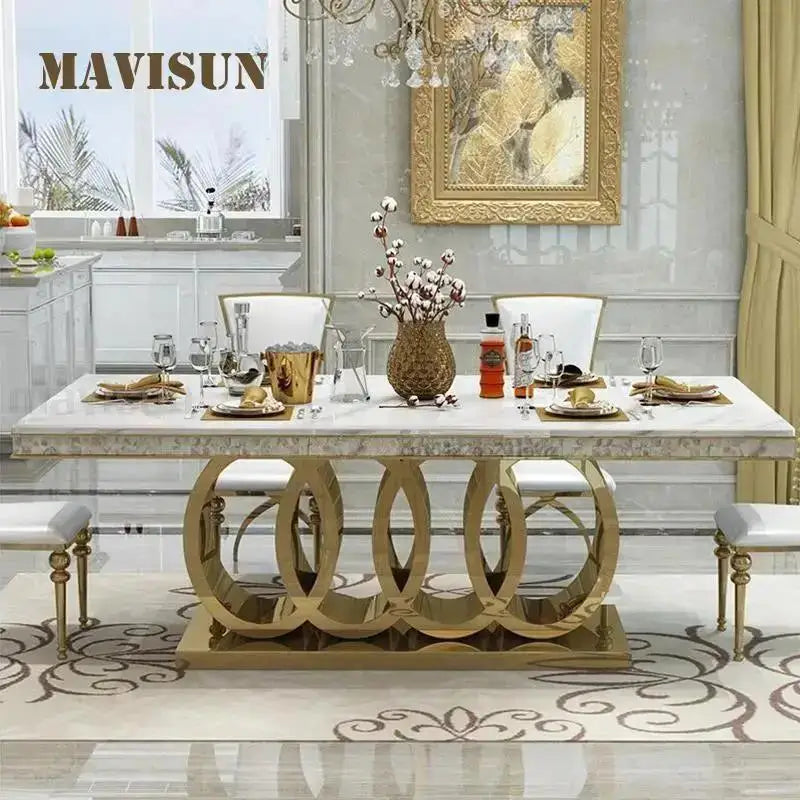 Post-Modern Marble Top-Grade Dining Table And Chairs Combination