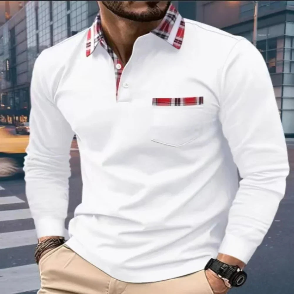 SpringAutumn Men Long Seeved Polo Shirt Casual Sports