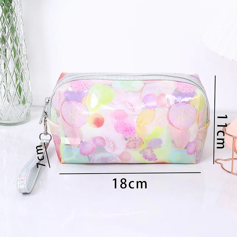 Strawberry Butterfly Fruit Print Clear Makeup Bag Fashion
