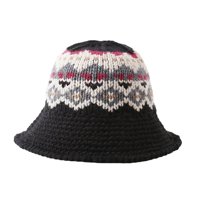 Female Knitting Bucket Hats Harajuku Bucket Hat Fishing