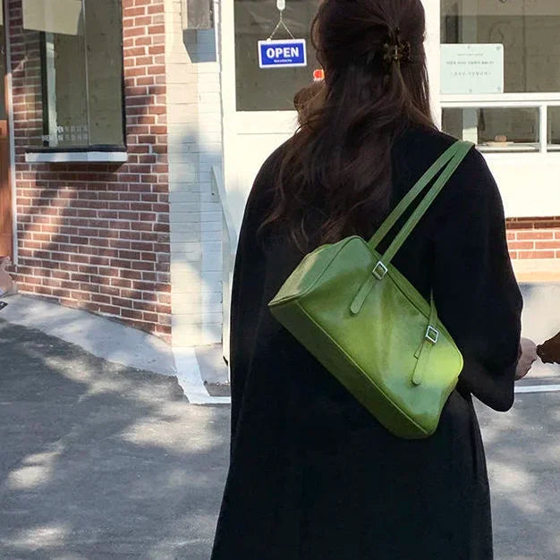 Women Top-handle Bags Spring New Green Leather Shoulder