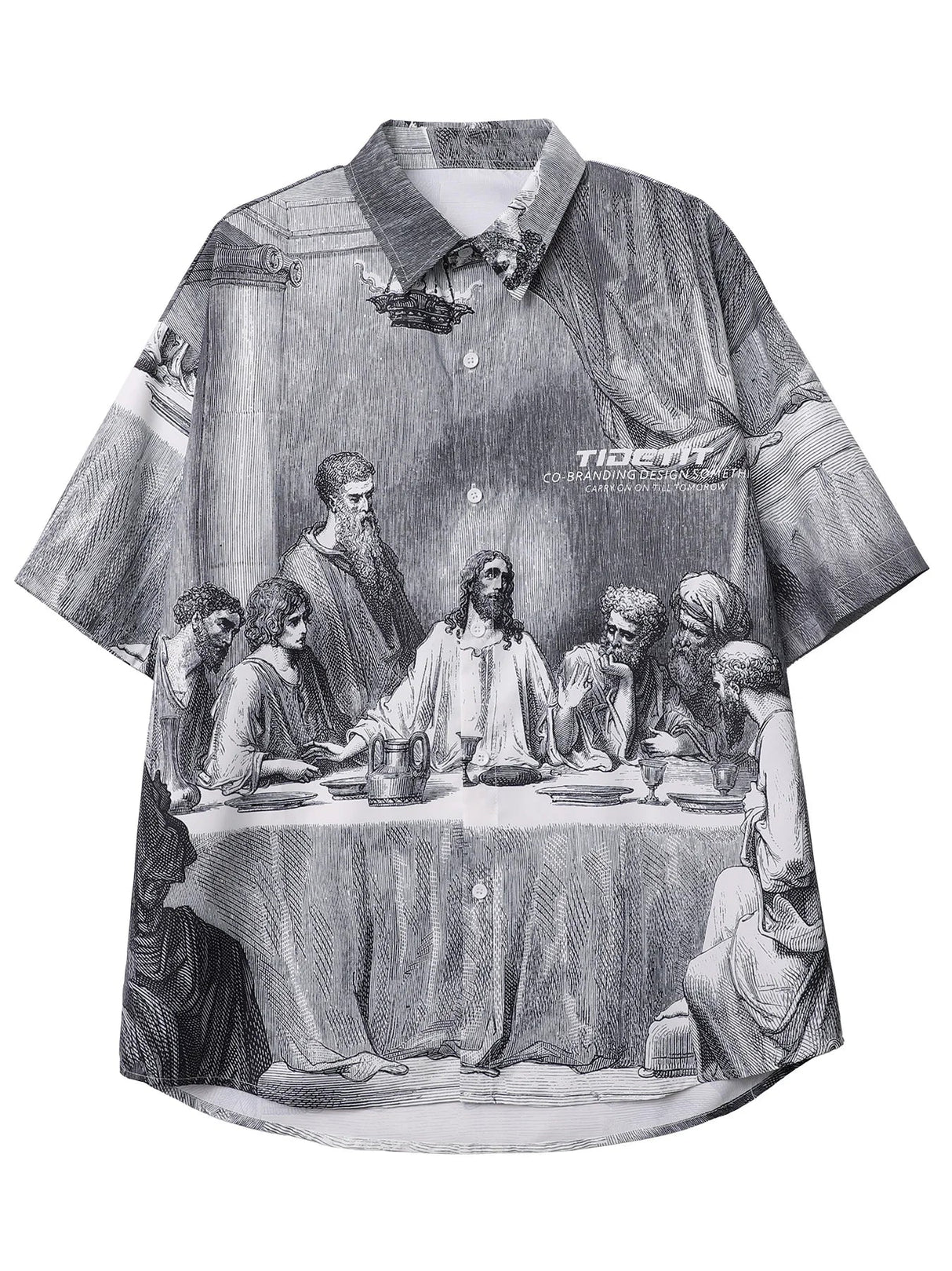 Sycpman Oversized Shirts Mens Summer Painting PrintingCouples Casual
