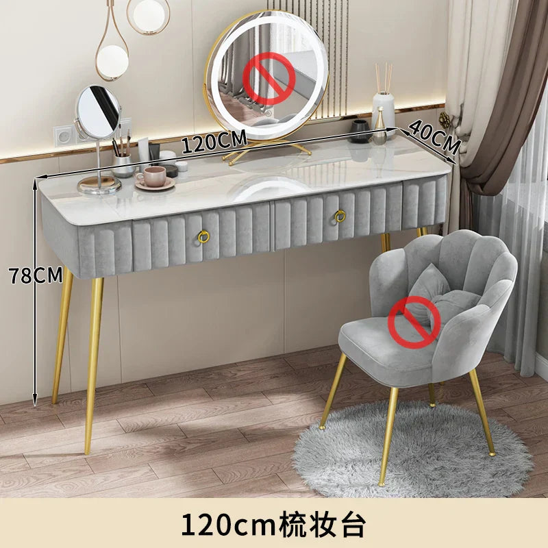 Luxury Nordic Dressing Table Mirror Chair Bedroom LED