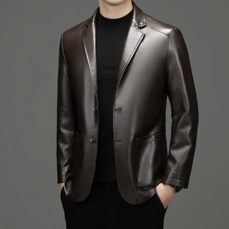 Luxury Leather Jacket Men's Suit Leather Coat Autumn