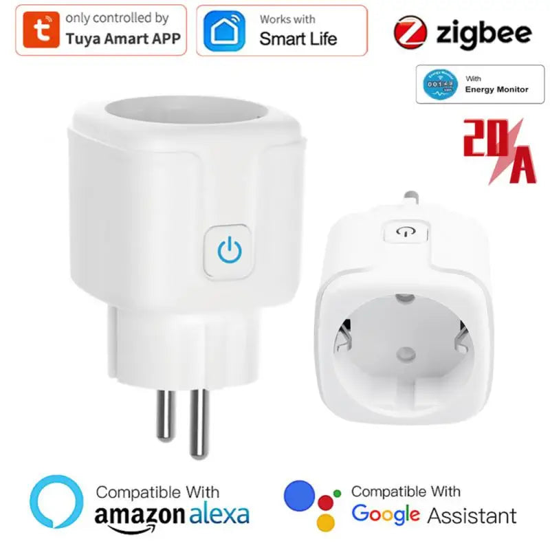 16A/20A Tuya WiFi/Zigbee Smart Plug EU Socket With