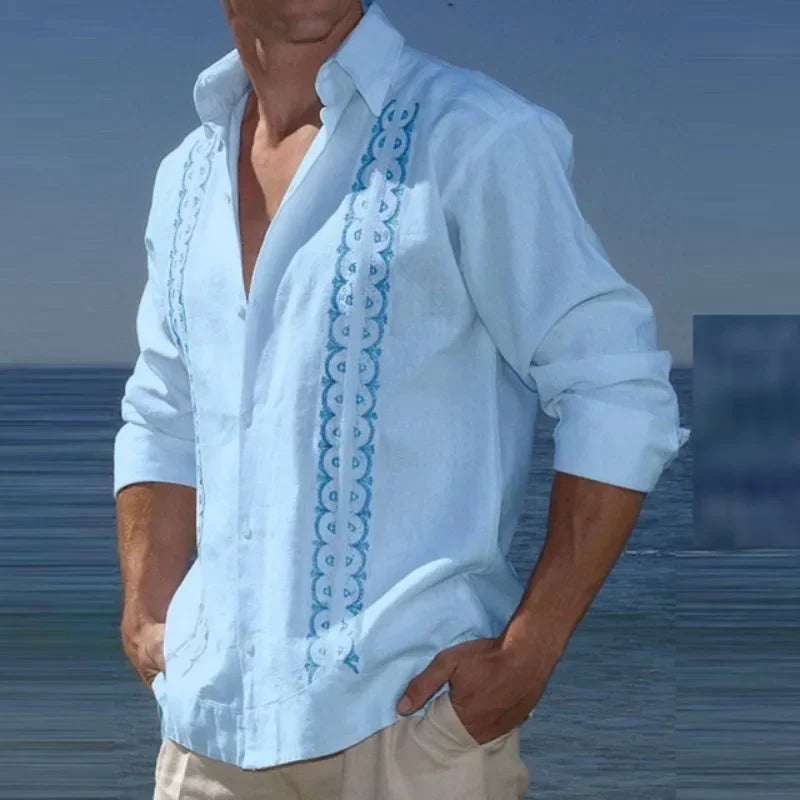 Men Clothing 2023 Fashion Button Turn-down Collar Blouse