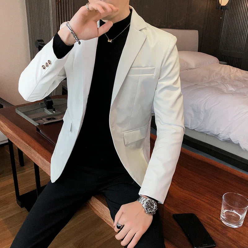 2022 Autumn Leather Jacket Men Slim fit Casual