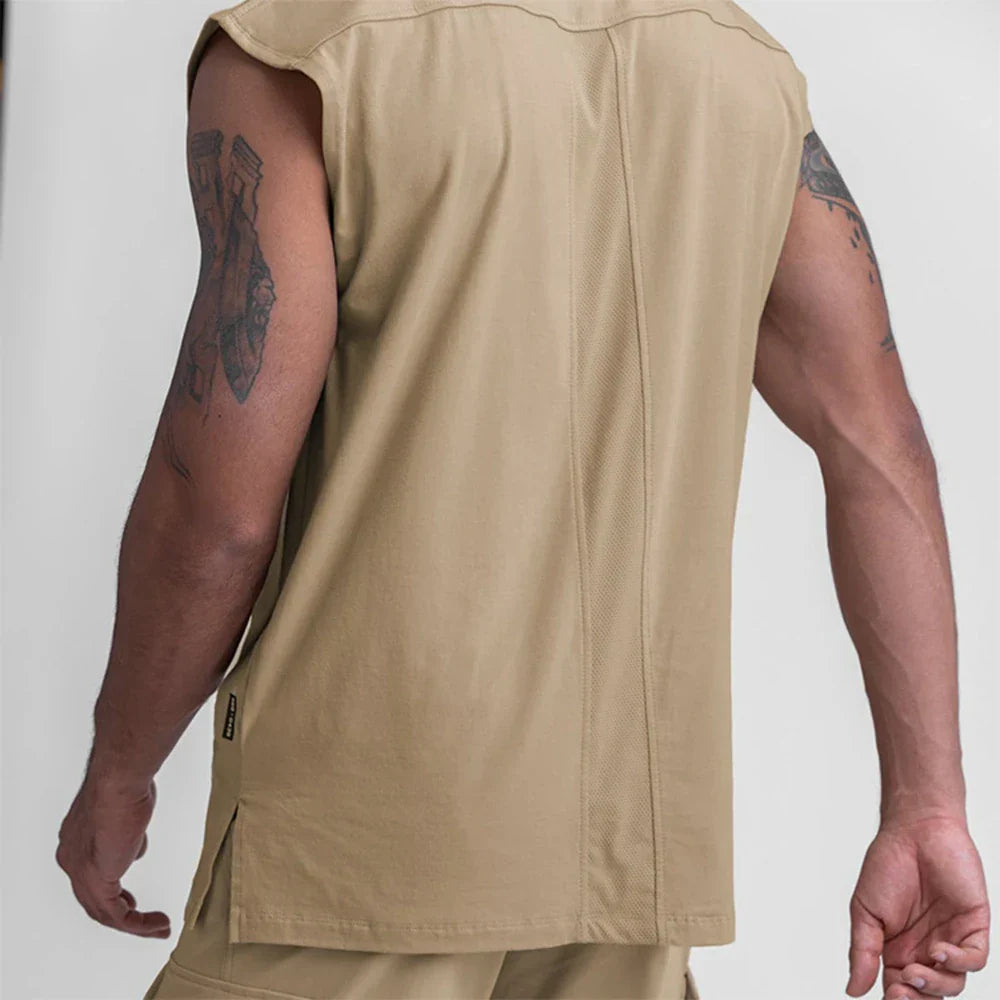 Mens Cotton Sleeveless Shirts Loose Vest Gym Bodybuilding