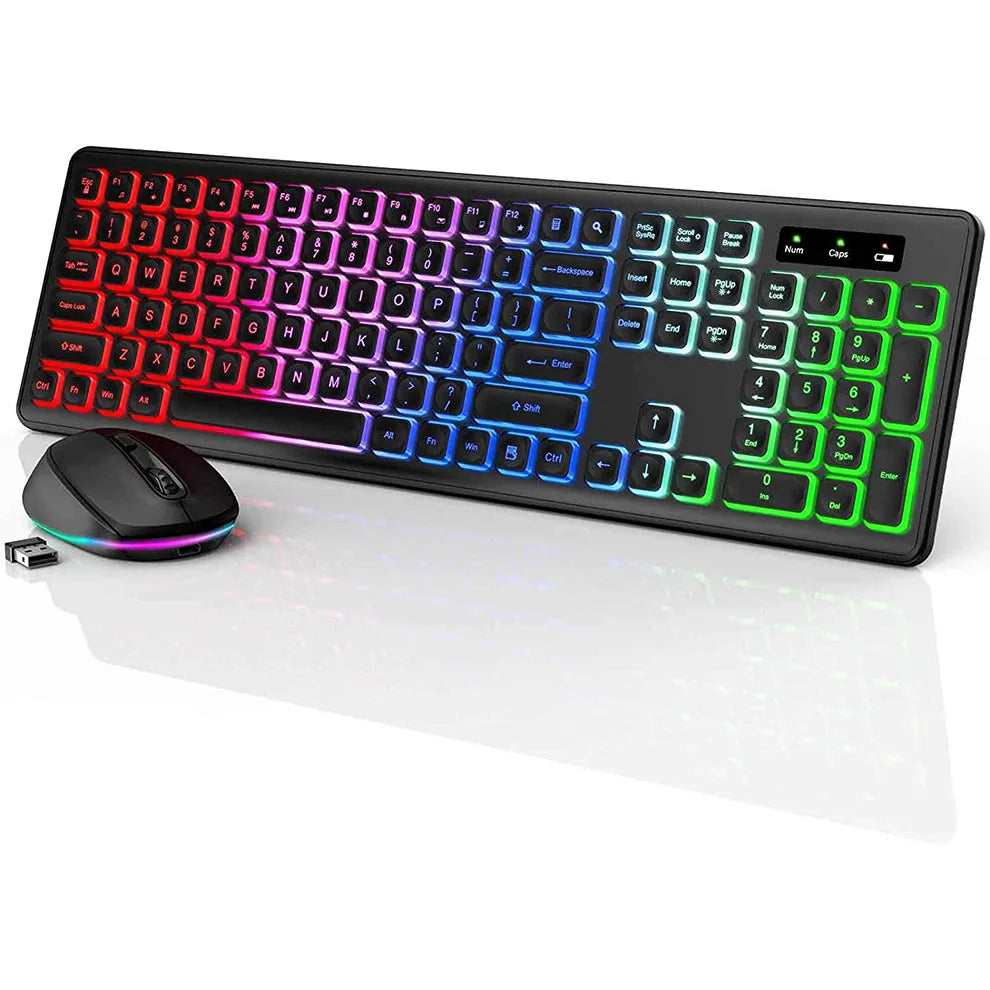 Wireless Keyboard and Mouse Combo Backlit Rechargeable Wireless