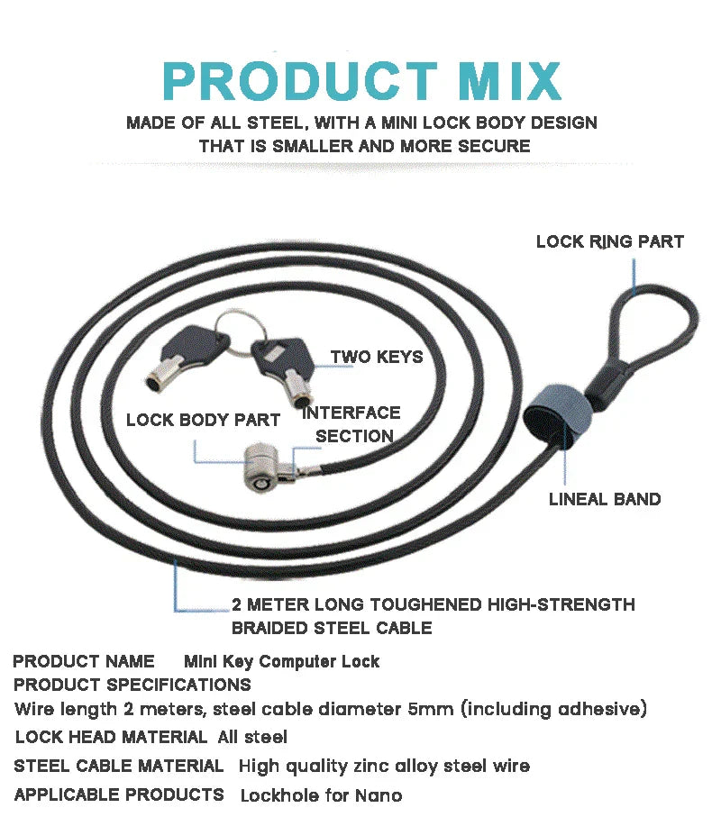 New Laptop Computer Lock Security Security Anti-Theft Laptop