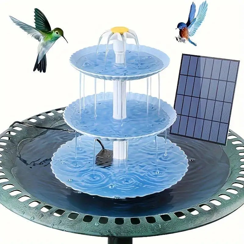 Solar Bird Bath Water Fountain Detachable DIY Water