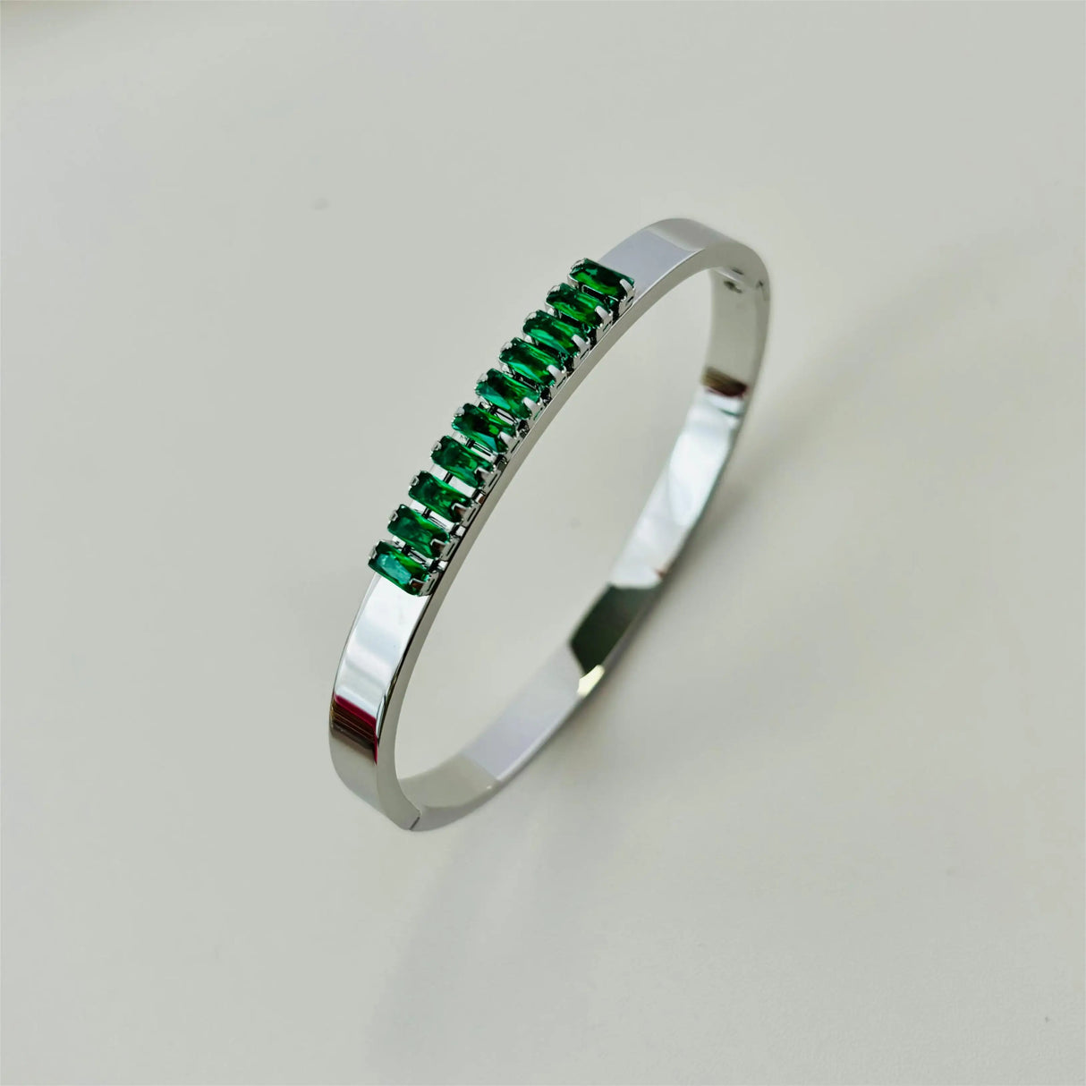 Waterproof Luxury Colorful Cubic Zirconia Bangles Stainless Steel