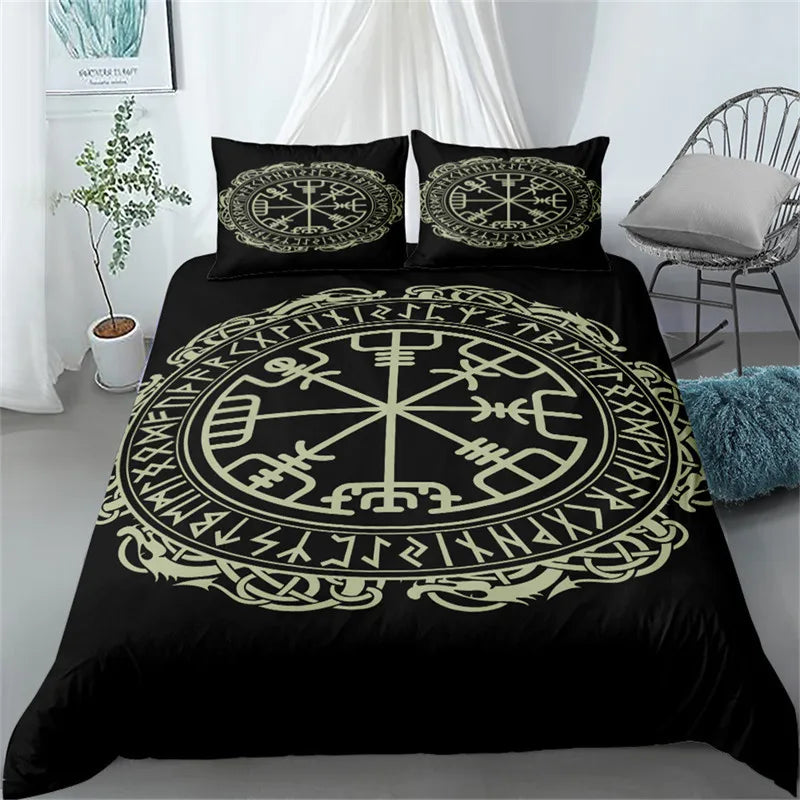 Vikings Duvet Cover Scandinavian Culture Print Bedding Set