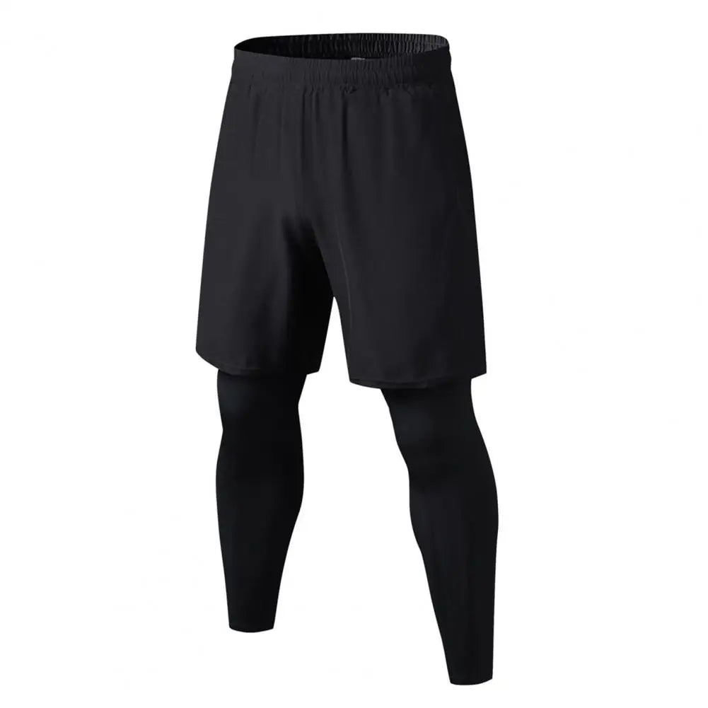 Men Fake Two-Piece Sport Pants Fitness Jogger Training
