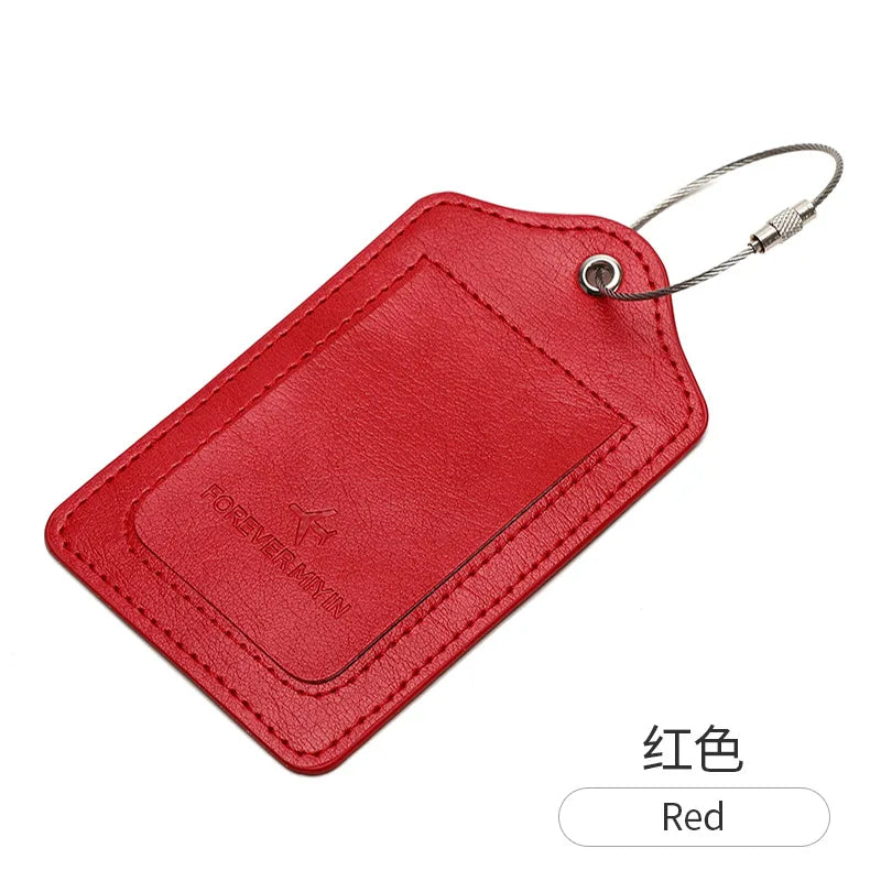 PU leather luggage tag With Anti Loss Wire