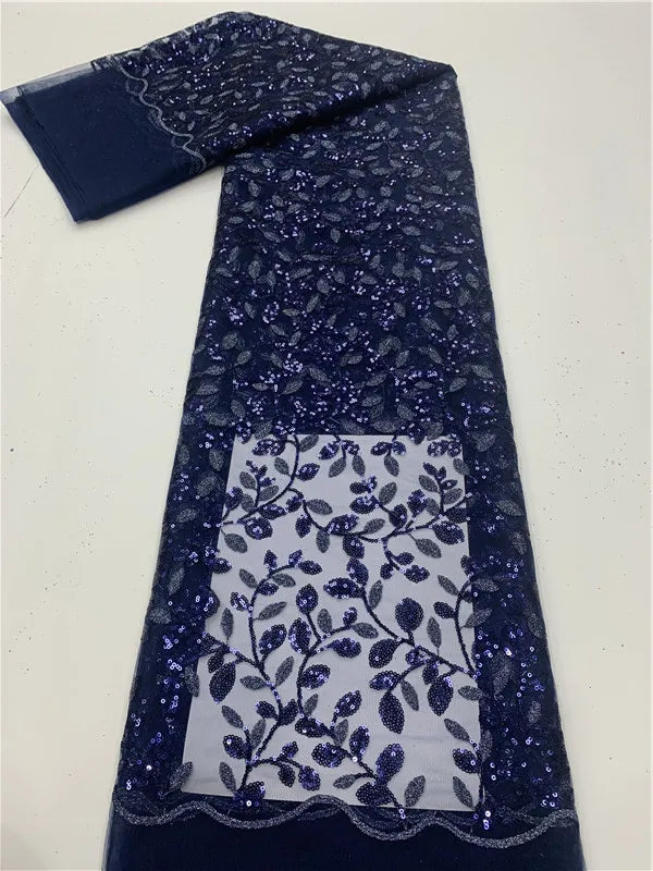 Green French Sequins Net Lace Fabric 2023 High