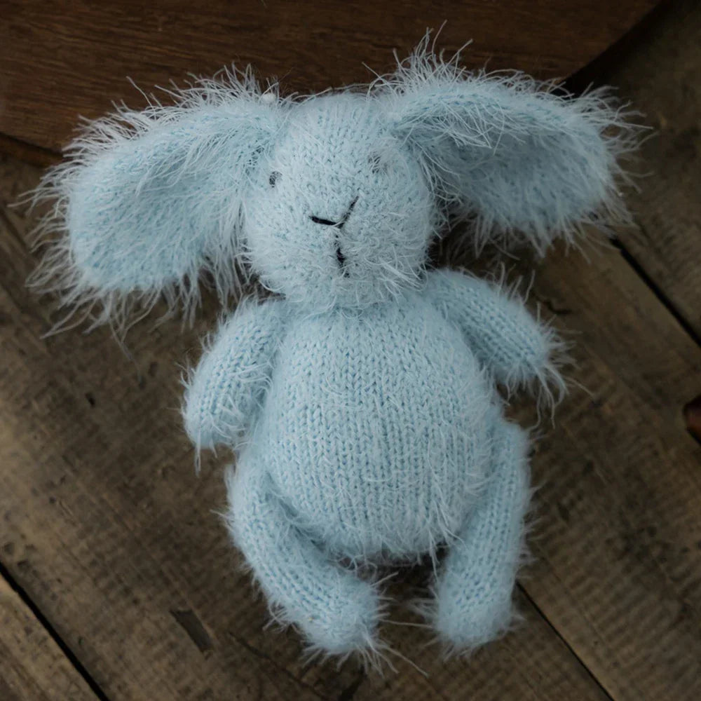 Hand-Knitted Bunny Toys Newborn Photography Props Fluffy Stuffed Rabbit Dolls for Newborn Props Baby Photography Accessories