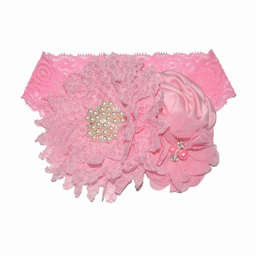 Baby girls Flower Headband Newborn Infant Pearl Flowers
