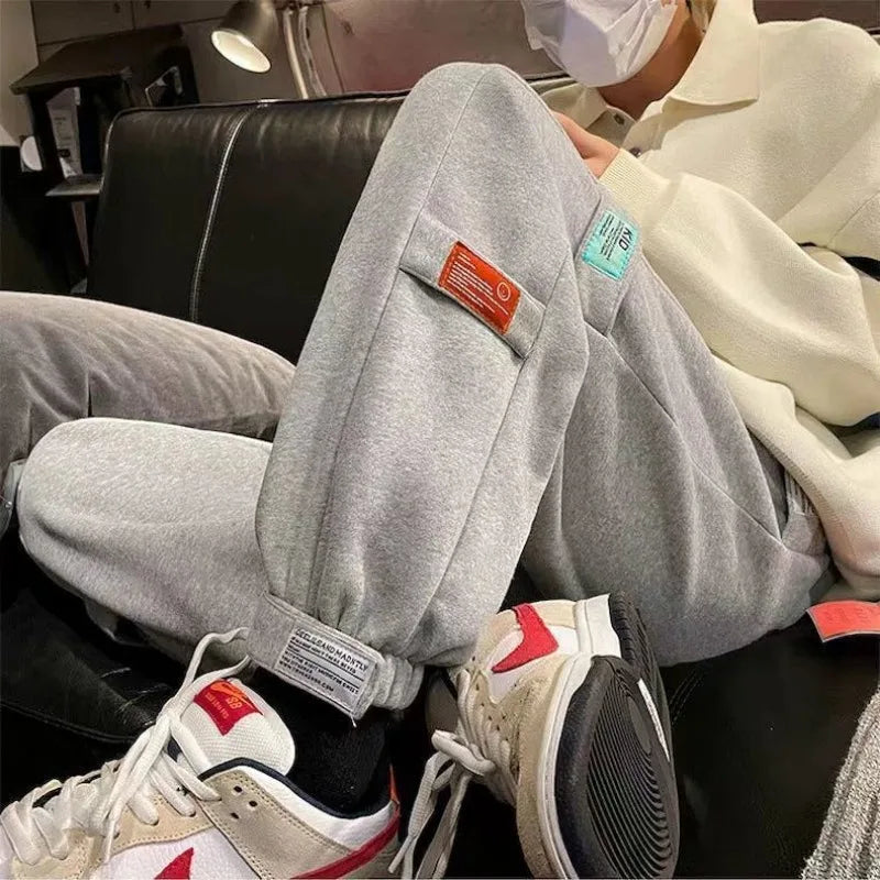 Men Sweatpants Casual Baggy Pants Button Down Pants