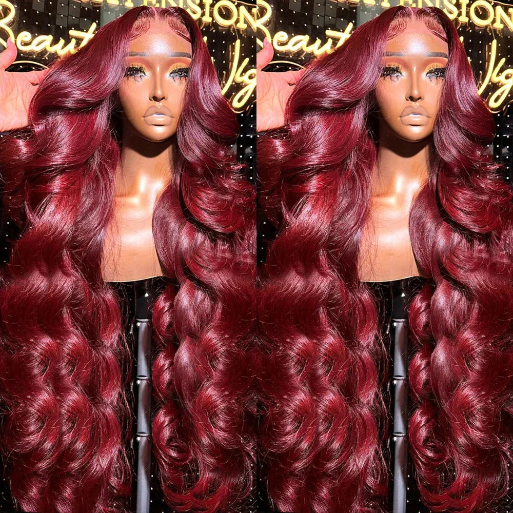 250% Body Wave Burgundy 13x4 Hd Lace Frontal