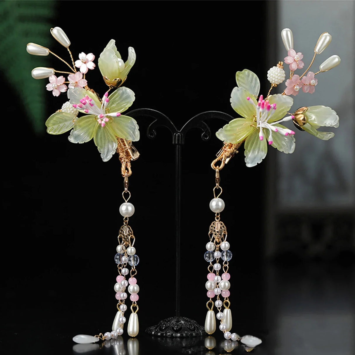 Chinese Hair Clips Girls Hanfu Hair Accessories Green