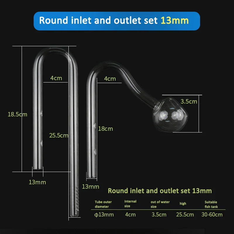 Aquarium Glass Inlet Outlet Skimmer Accessories Lily Pipe