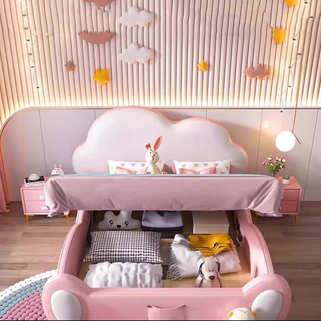 Nature Wooden High Bed Double Home Princess Bedframe