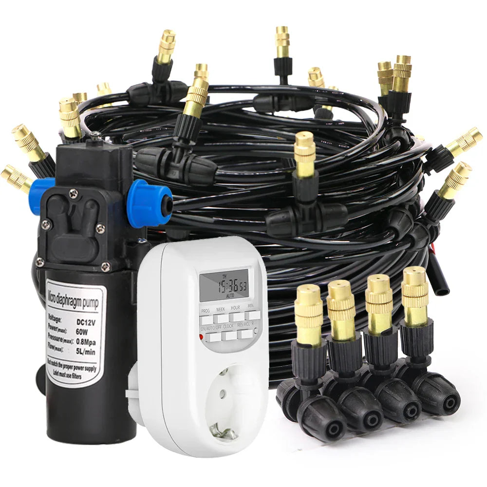 30-5M Garden Adjustable Brass Nozzle Misting Watering System