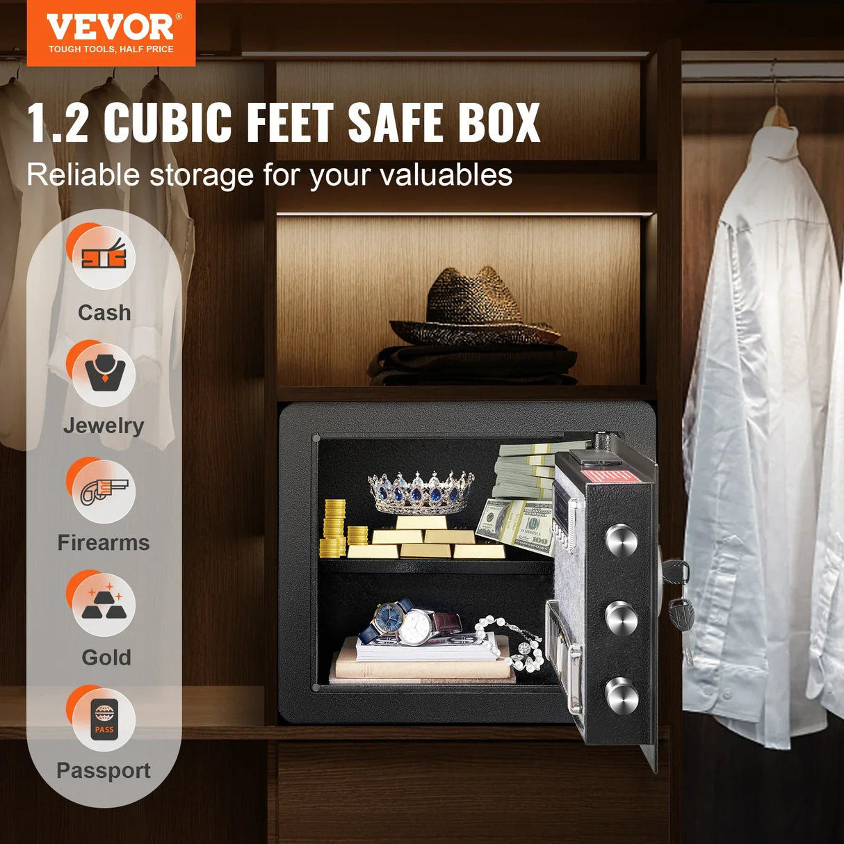 VEVOR 1.2/0.5 Cubbic Fit Electronic Safe Deposit Safe