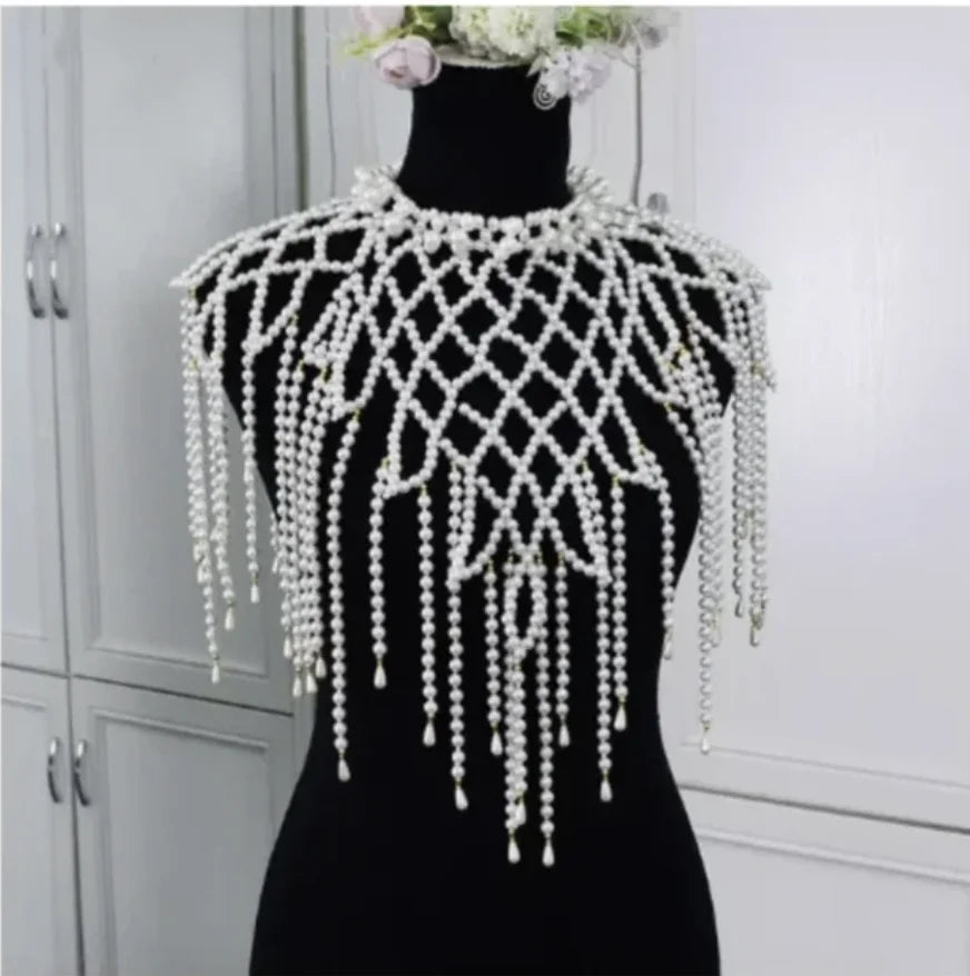 Body Chain Jewelry Pearl Sexy Beaded Collar Shoulder