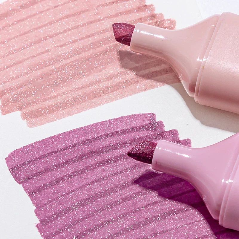 Glitter Highlighters Pen, Flexible Line Width and Smudge-Proof