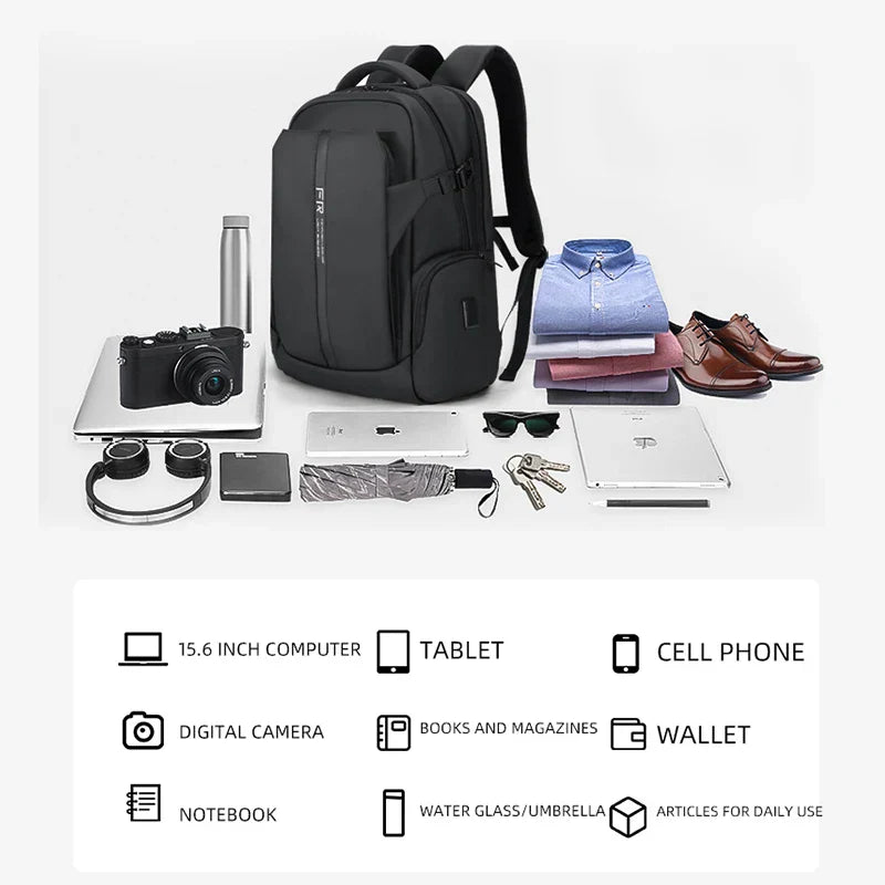 FENRUIEN Leisure Business Waterproof Backpack for Men USB