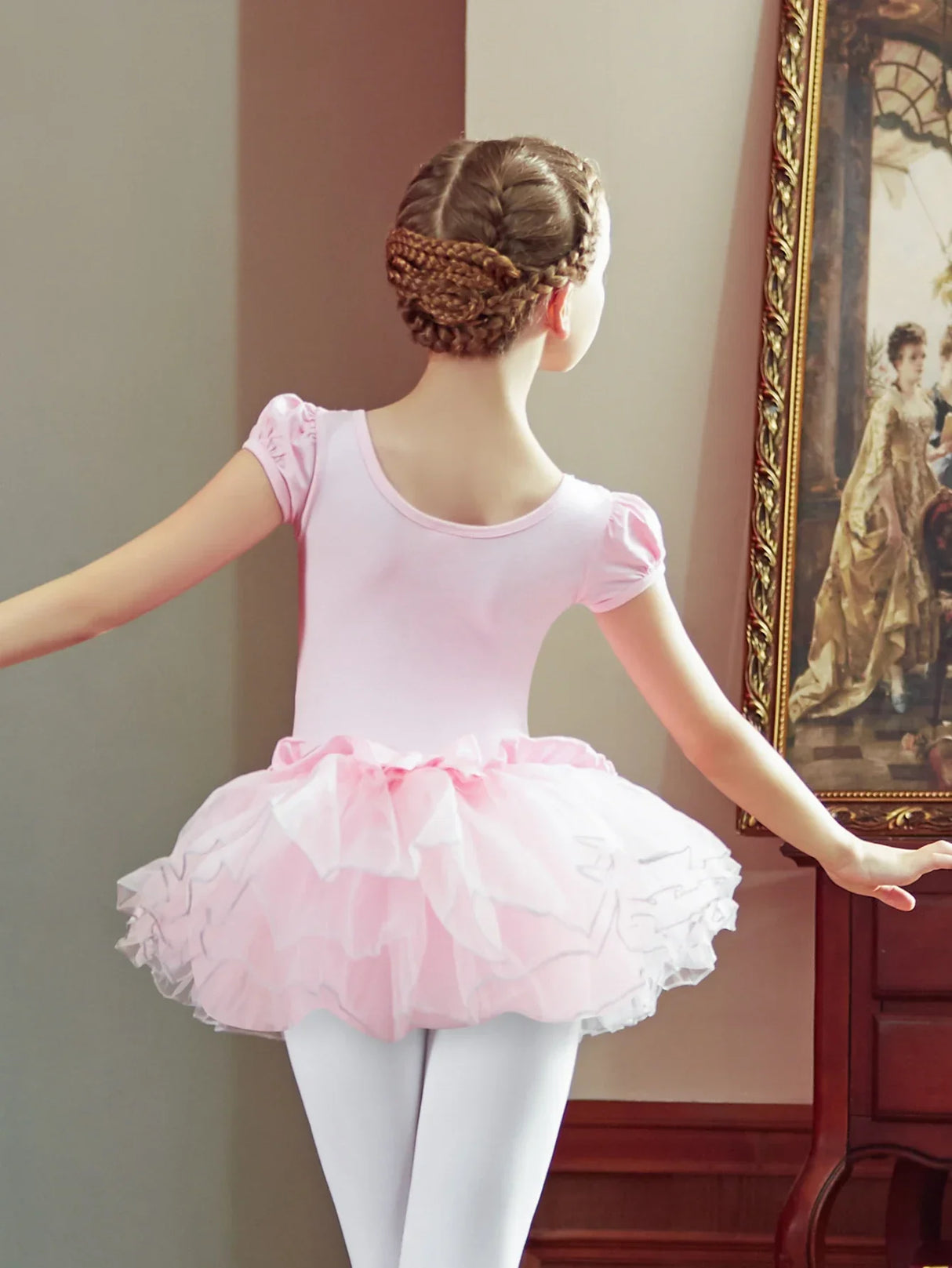 Girl's Elegant Ballet Dress Short Sleeve Dance Wear