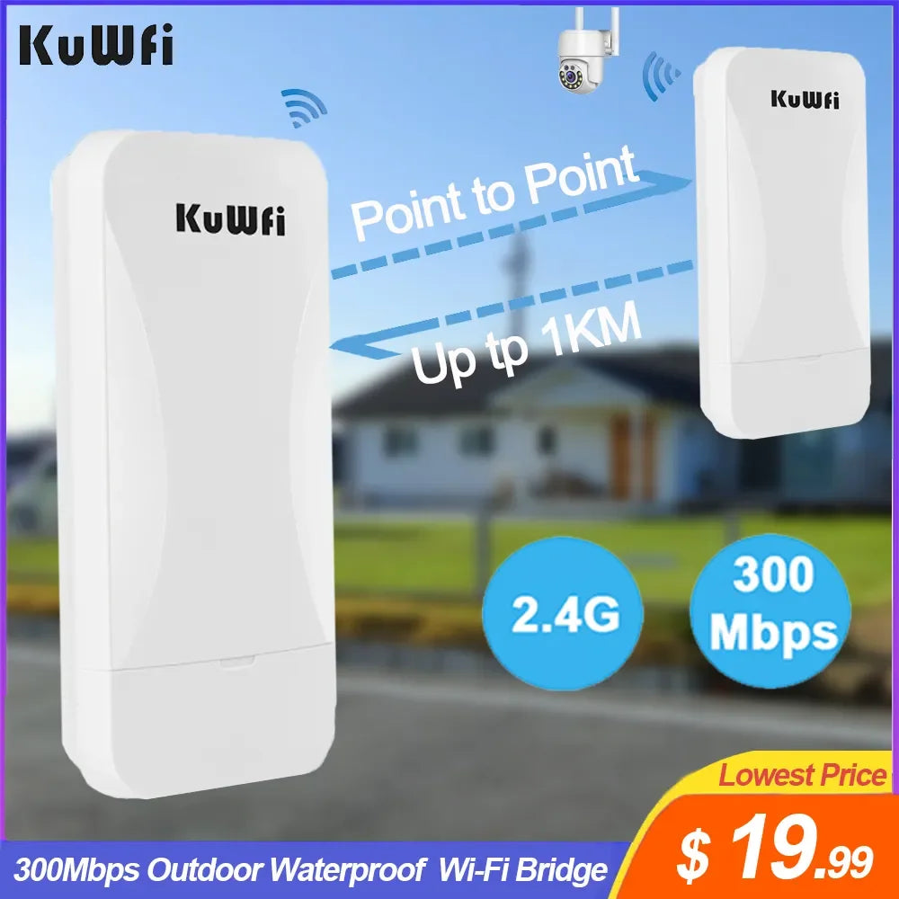 KuWfi 300Mbps Outdoor Wireless Bridge 2.4G Wi-fi Signal