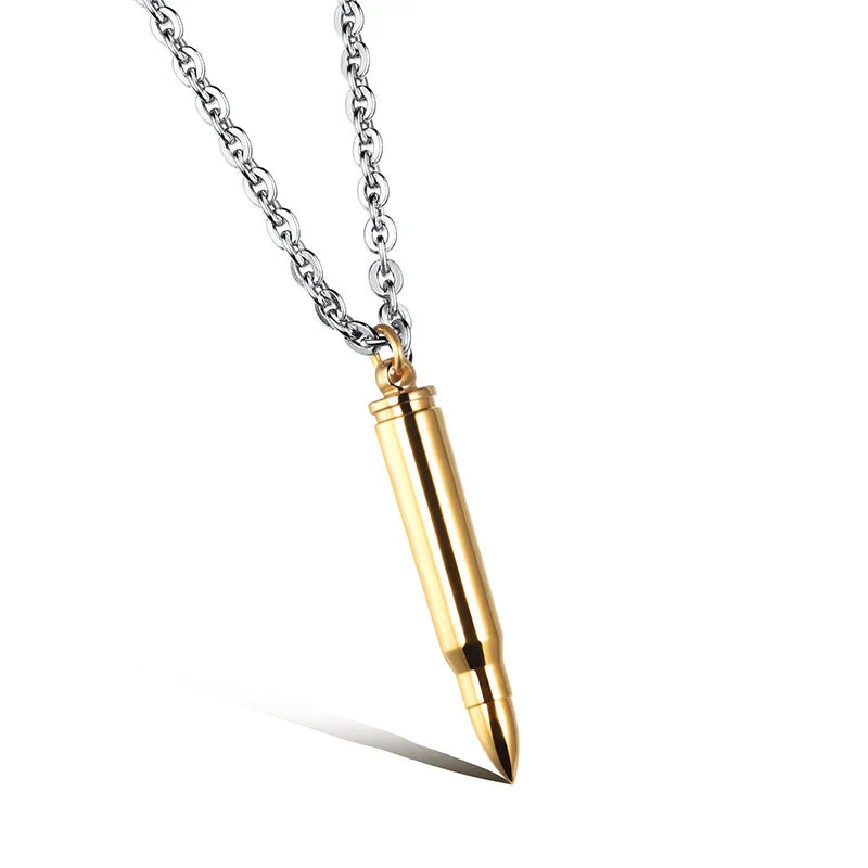 Bullet Necklace for Men Hiphop Silver Gold Black