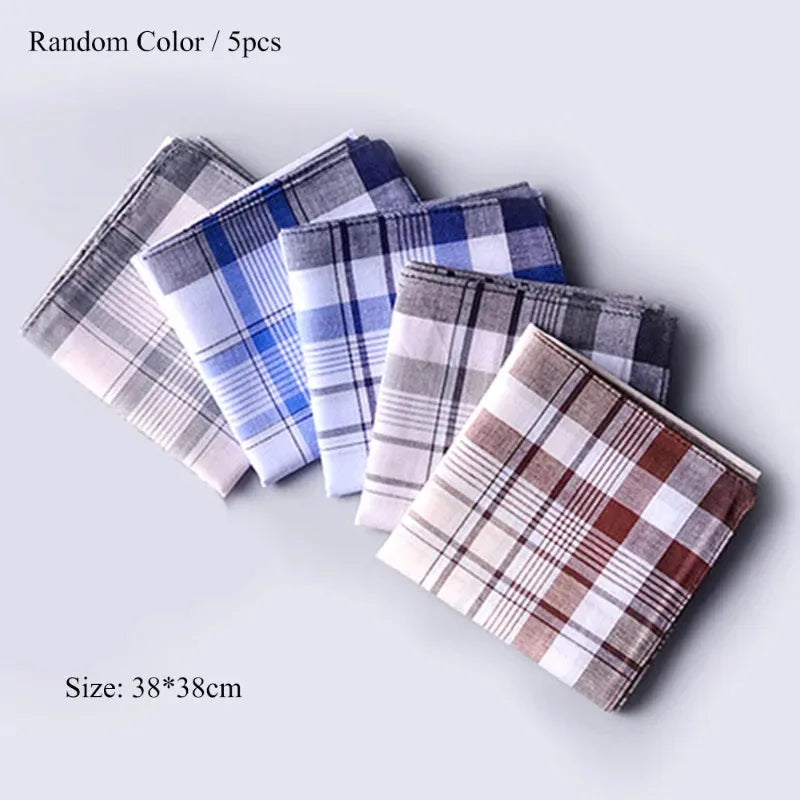 Lot Square Plaid Stripe Handkerchiefs Men Classic Vintage